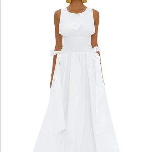 New Andrea Iyamah White Maxi Sleeveless Cotton Gown Dress